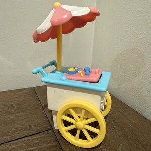 VTG Fisher-Price Loving Family Dream Dollhouse Ice Cream Cart w/Umbrella 1995